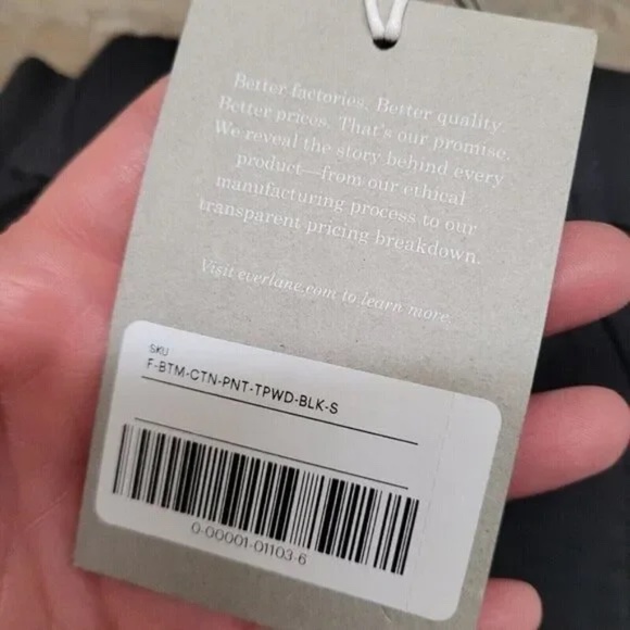 NWT Everlane Size Small The Easy Pants Black Organic Cotton Pull On Relaxed Fit - Picture 5 of 6